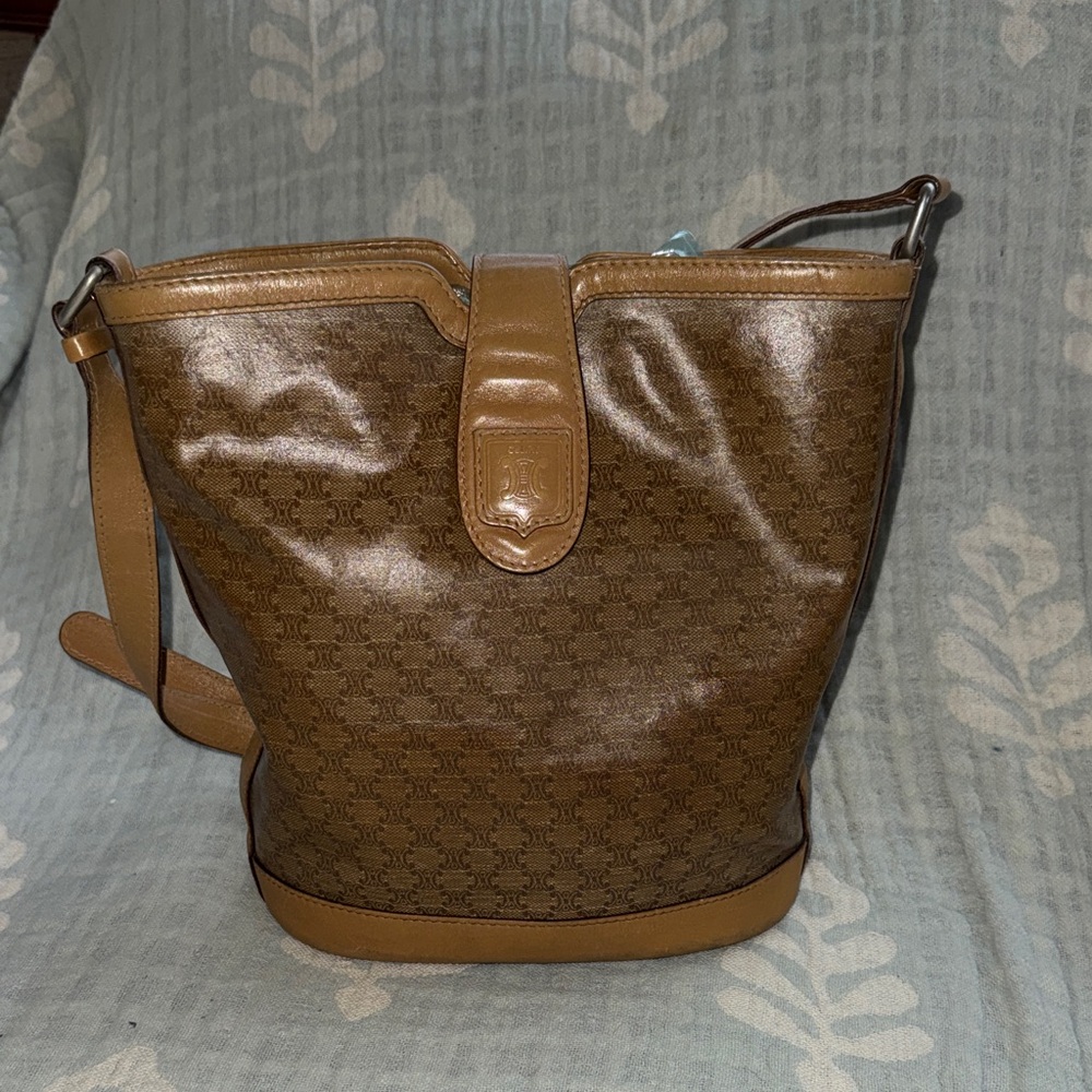 Celine Shiny Brown Shoulder Bag